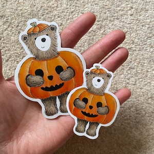 PUMPKIN BEAR Sticker - illustration catherine redgate paper bujo stationery stickers cute bears halloween teddy cottage core samhain fancy