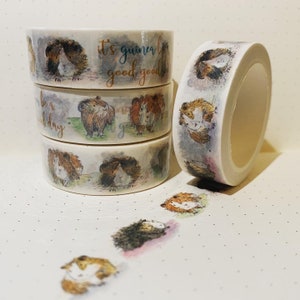 Ruban adhésif WASHI be a GOOD de GUINÉE, scrapbooking, papier peint, illustration de l'écossais, Catherine Redgate, bujo, cochon, animal, hamster