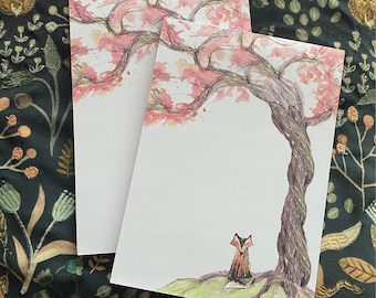 CHERRY FOX A5 Writing Pad notepad notes Catherine Redgate stationery organise paper bujo office to do list letter write penpal sakura foxes