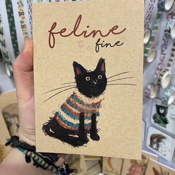 BLACK jumper CAT A6 ECO Jotter Artist Sketchpad Notebook plain stocking filler Catherine Redgate pad book notepad writing bujo notes feline