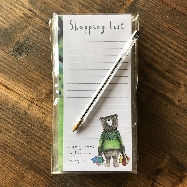 SHOPPING BEAR LIST Pad notepad notes Catherine Redgate stationery organise block bujo organiser diary to do home wish note teddy cute bag image 5