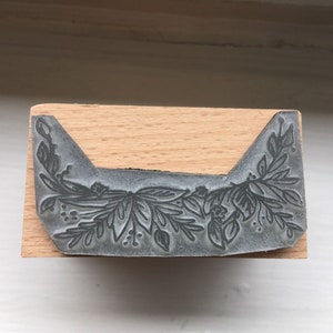 Tampon floral floral bordure en bois - 2" ou 3" tampon en bois - par Catherine Redgate - artisanat de scrapbooking Leaf Flower