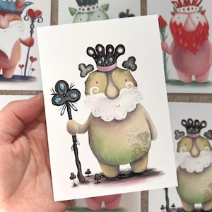SPIRIT of CLUBS jeu carte postale Catherine Redgate positivité illustration lettre courrier post positif jeu de cartes costume coeur gaming mignon