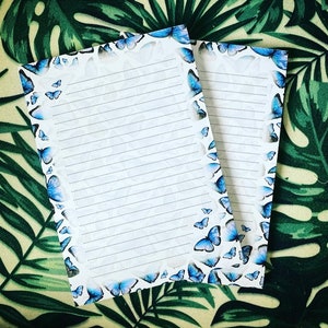 VLINDER A5 Schrijfblok blocnote notities Catherine Redgate briefpapier georganiseerd papier bujo kantoor FLUTTERBY takenlijst brief schrijven penvriend blauw