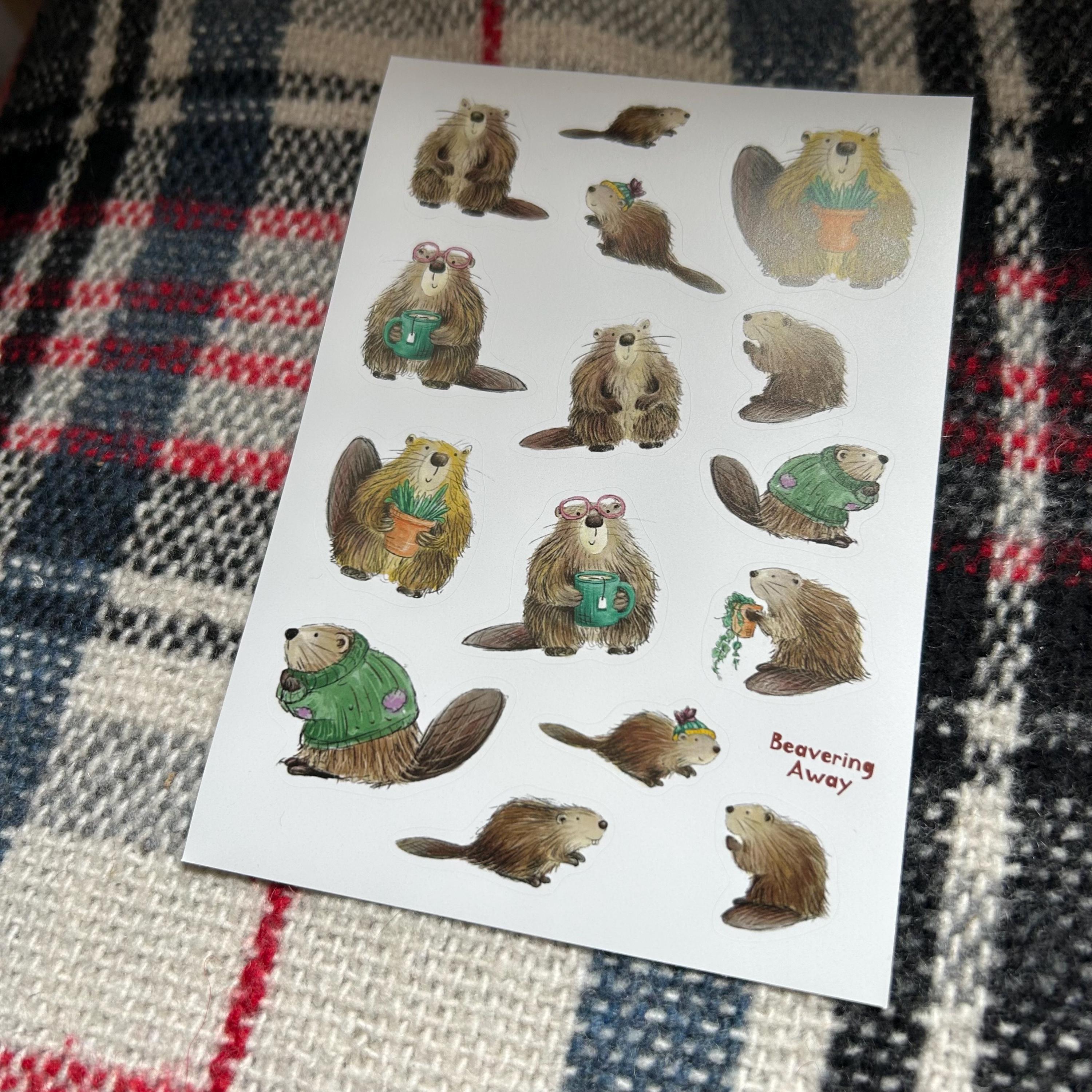 BEAVER STICKER SHEET Illustration Catherine Redgate Paper Stationery ...