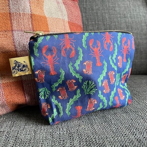HUMMER WASCHBEUTEL 100% Baumwolle Catherine Redgate Geschenk scottish Federmäppchen machen Beutel Reisetasche Tier Küste Meer Meer Fisch Krabbe Ozean