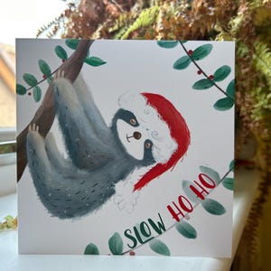 LENT ho ho illustré carte de Noël vierge Catherine Redgate humour amusant lunatique original mignon Noël bonnet de Noel cartes festives art confortable