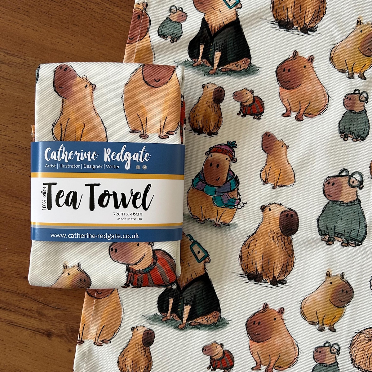 CAPYBARA Illustrated TEA TOWEL 100% Cotton Hanging Loop Catherine Redgate Kitchenware Homeware Gift Cosy Art Capabara Capybaras Animal Cute - Etsy