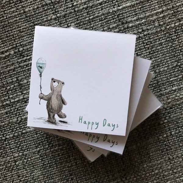 HAPPY DAYS BEAR Memo Pad notepad notes Catherine Redgate stationery organise block bujo organiser fun desk office teddy cute pad balloon