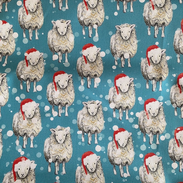 CHRISTMAS SHEEP illustrated Tea TOWEL 100% cotton hanging loop Catherine Redgate kitchenware homeware gift cute animal xmas farm country