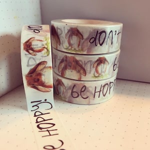 Nastro adesivo Fluffy BUNNY WASHI TAPE artigianato scrapbook cancelleria carta carino illustrato scozzese Catherine Redgate scozzese bujo coniglio coniglietto positività
