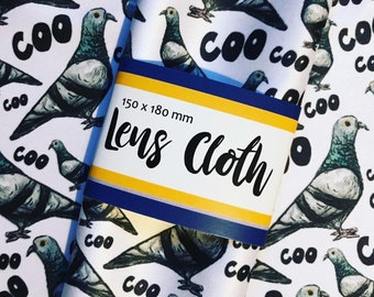 COO-L PIGEON Lens Screen wipe CLOTH spectacles glasses indie Catherine Redgate sunglasses iPad laptop camera bird scottish coo bird pigeons
