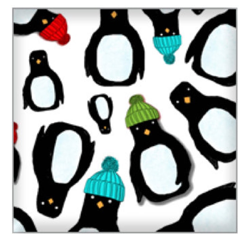 Penguin Parade fridge magnet 50mm x 50mm by Catherine Redgate