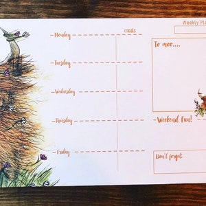 HEELAN COO Weekly Planner notepad notes Catherine Redgate stationery tear off block bujo organiser diary A4 list highland cow desk pad happy