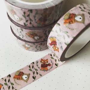 Ritratti WOODLAND Nastro WASHI Artigianato Album di ritagli Carta da cancelleria Carino Illustrato Catherine Redgate Bujo Diario Felice Volpe Orso Foglia Botanico