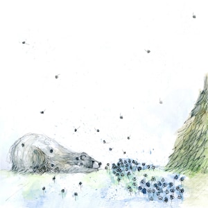 Carte d'art d'illustration de salutations de ne pas m'oublier vierge à l'intérieur de Catherine Redgate, fleur d'arbre de la forêt