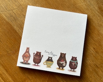 TEA BEARS Memo Pad notepad notes Catherine Redgate stationery organise block bujo organiser desk office cute pad bear coffee cuppa cosy art