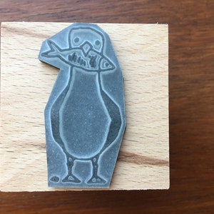 Seagull & fish wooden rubber stamper 2" 3” 4” Catherine Redgate stamp bird coastal coast bujo ocean nautical cheeky sea gull gulls large