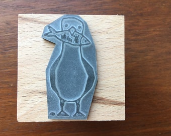 Seagull & fish wooden rubber stamper 2" 3” 4” Catherine Redgate stamp bird coastal coast bujo ocean nautical cheeky sea gull gulls large