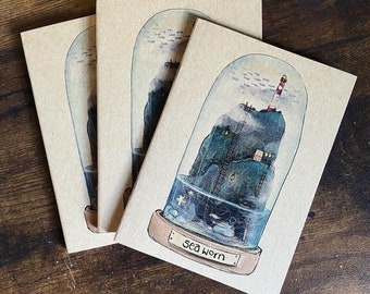 SEAWORN lighthouse A6 ECO Jotter Artist Sketchpad Notebook plain stocking filler Catherine Redgate pad book notepad writing bell jar world