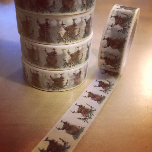 HEELAN Coo WASHI TAPE craft scrapbook stationery paper cute illustrate scottish Catherine Redgate scottish bullet journal highland cow leaf