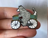 BEAR on a BIKE hard enamel pin badge - by Catherine Redgate - Scottish  mental health encouragement saying slogan journey support adventure