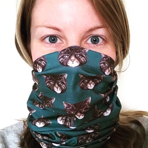RECYCLED plastic TEAL WILDCAT cat headwear outdoor hat hairband headband headgear biking walking hiking Catherine Redgate face covering mask