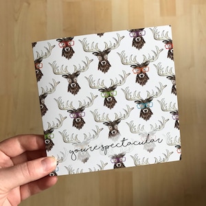 Carte de voeux You're SPECTACULAR - vierge à l'intérieur - par Catherine Redgate - message cerf de santé mentale positif pour la faune écossaise