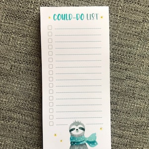 SLOTH Could Do LIST Pad notepad notes Catherine Redgate stationery organise block bujo organiser diary to do home office sloths to do list