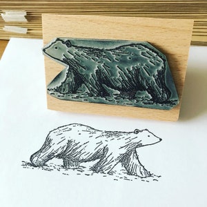 ORSO POLARE DELLA NEVE timbro in gomma di legno da 3" Catherine Redgate artigianato timbro grande scrapbooking felice positivo carino animale orsacchiotto inverno ghiaccio artico