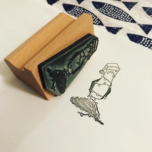 TANGLED SEAGULL wooden rubber stamper 2&quot; Catherine Redgate stamp stationery letter penpal writing tinsel  christmas xmas fairy lights BIRD