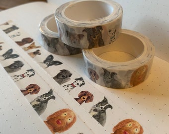 DOGS WASHI tape craft scrapbook stationery paper cute illustrated animal Catherine Redgate bujo fun dog breed pug terrier dalmatian collie