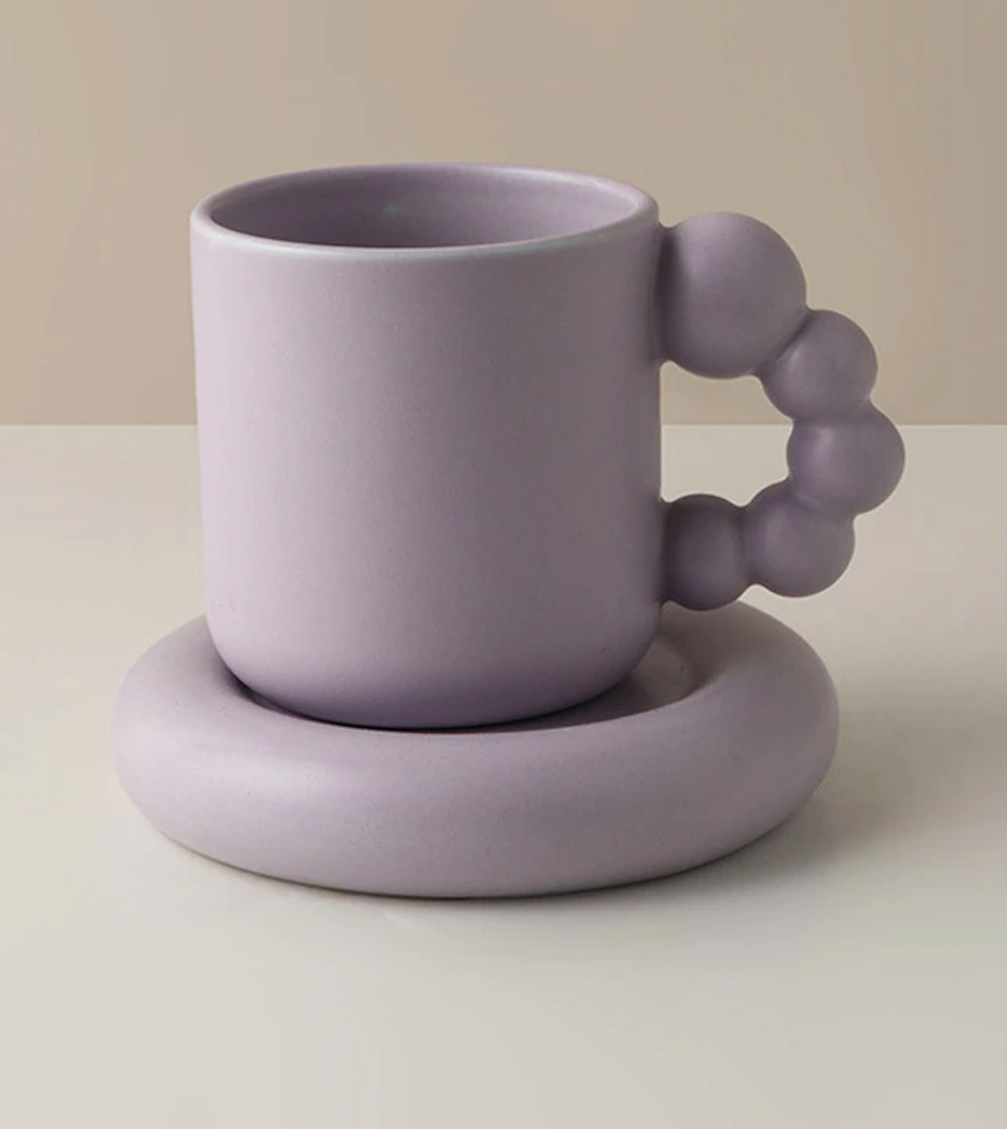 Bubble Handle Coffee Mug with Saucer Big Handle Ceramic Mug Etsy