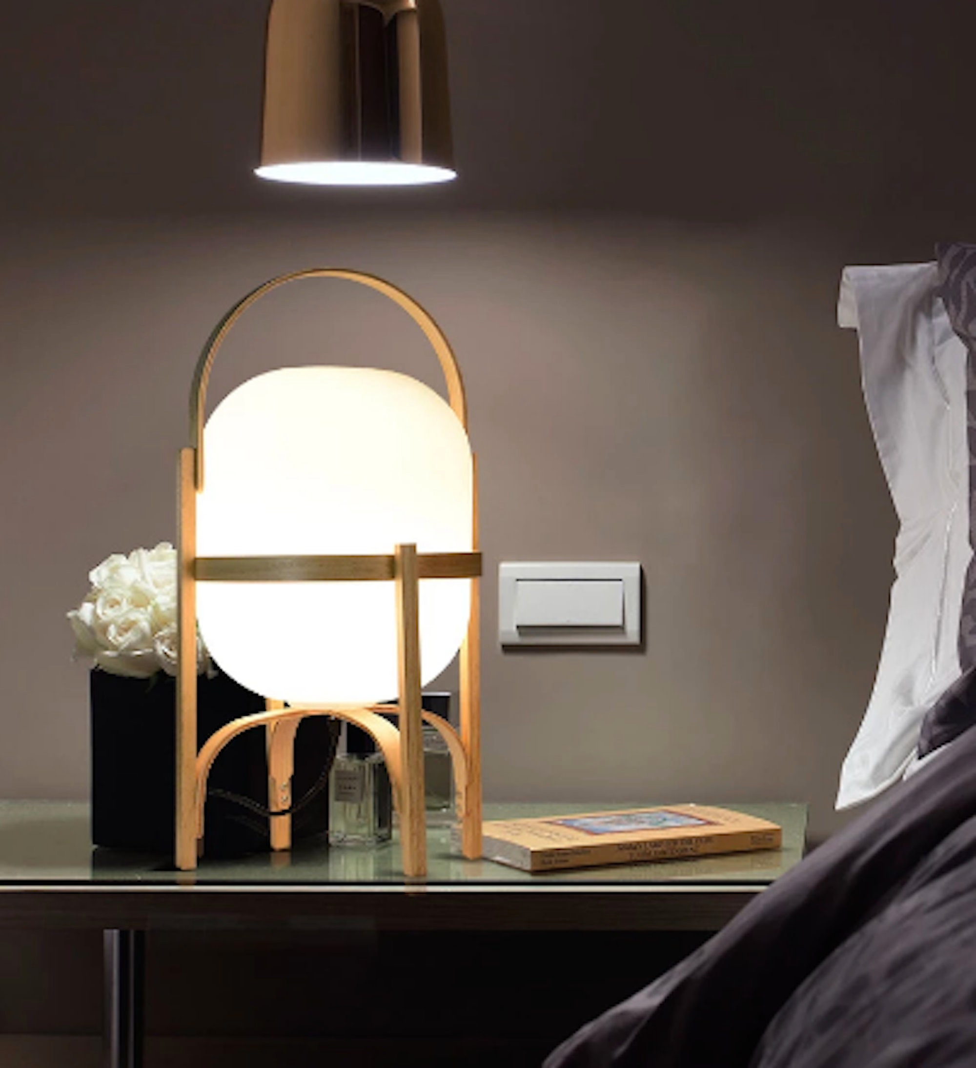 Japanese Natural Wood Glass Table Lamp Japandi Style Lamp Etsy