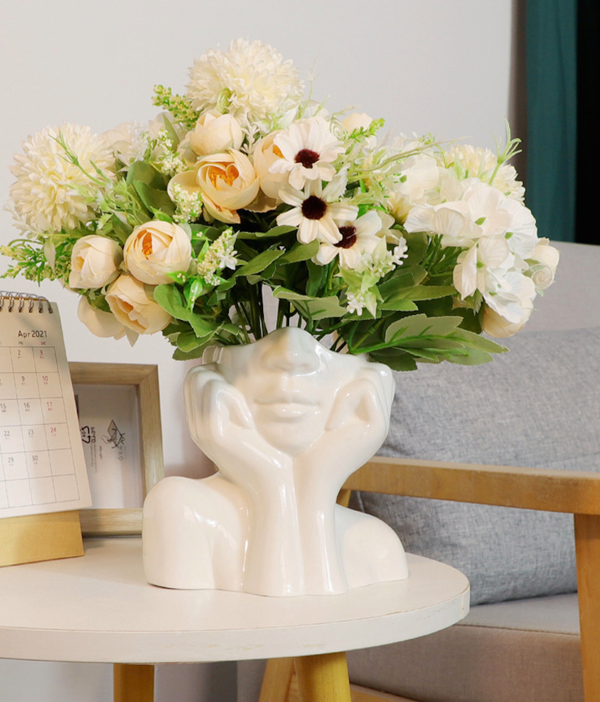 Lady Face Vase Ceramic Face Vase Lady Head Vase Dried Etsy