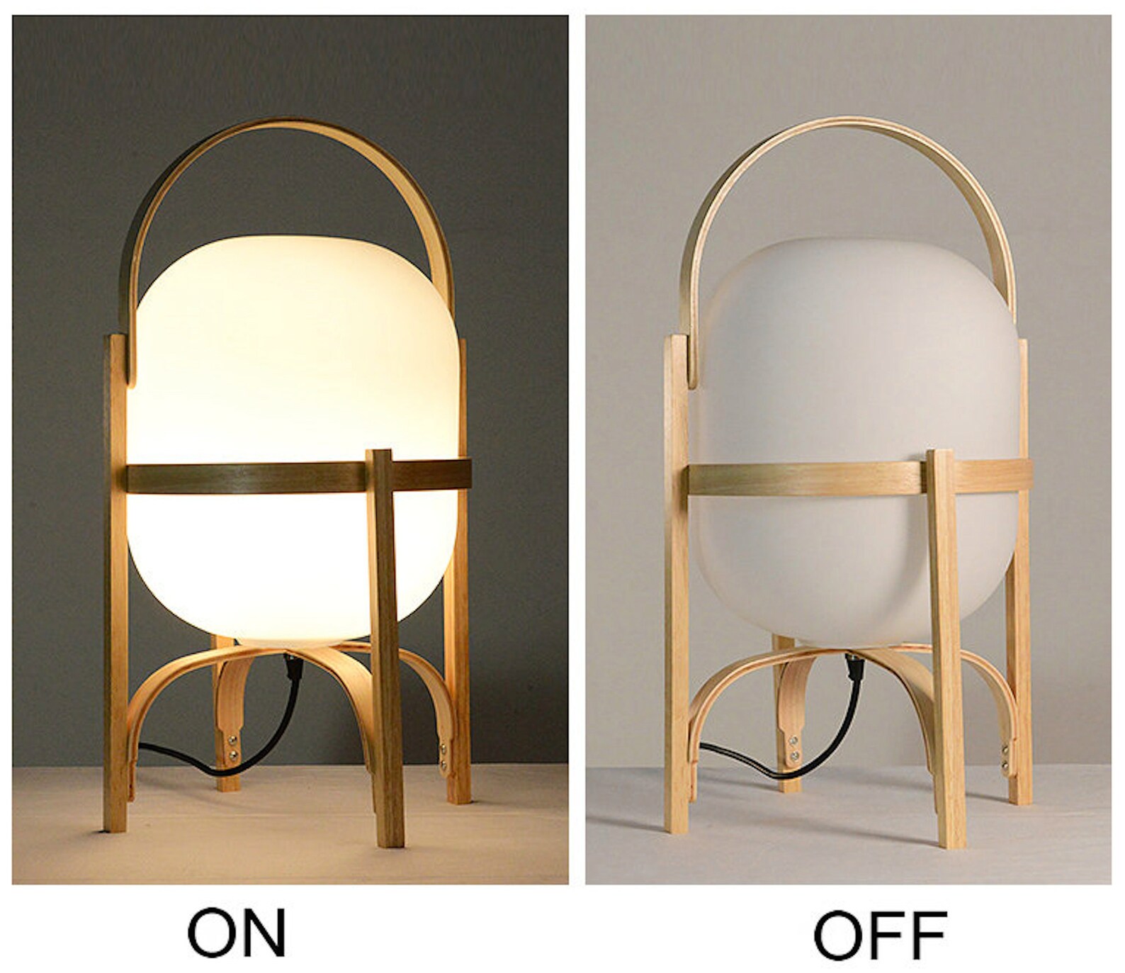 Japanese Natural Wood Glass Table Lamp Japandi Style Lamp Etsy