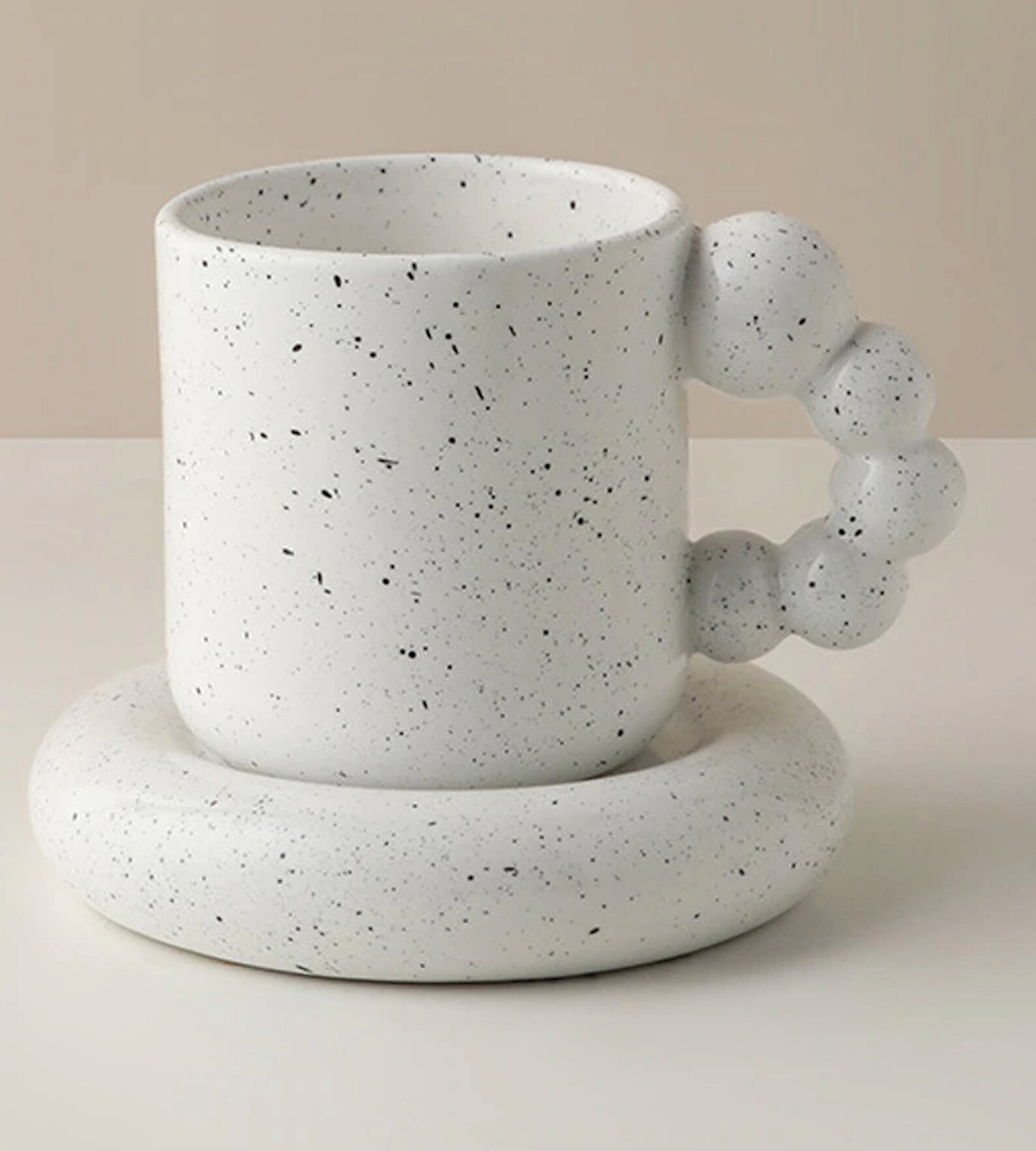 Bubble Handle Coffee Mug with Saucer Big Handle Ceramic Mug Etsy
