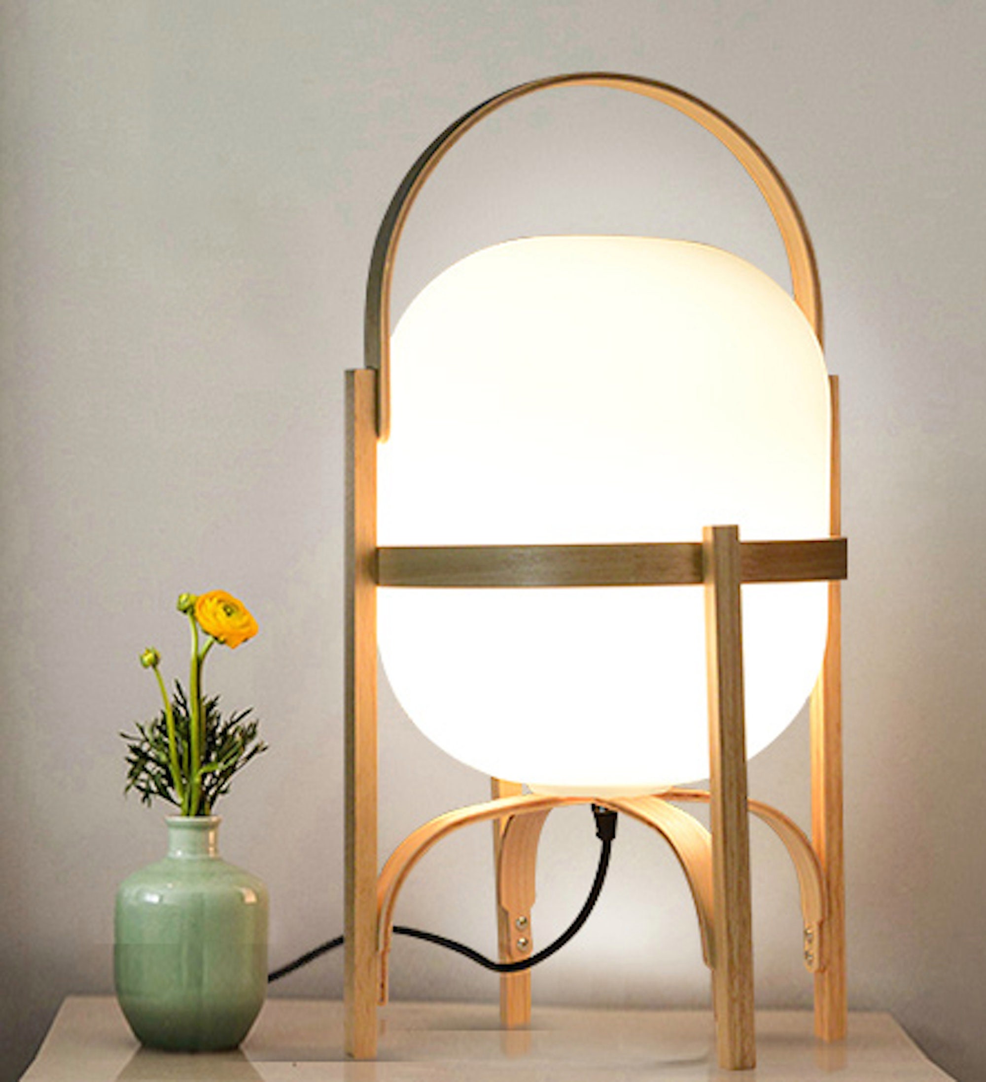 Japanese Natural Wood Glass Table Lamp Japandi Style Lamp Etsy