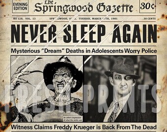 Halloween Haddonfield Michael Myers Mock Newspaper print | Etsy