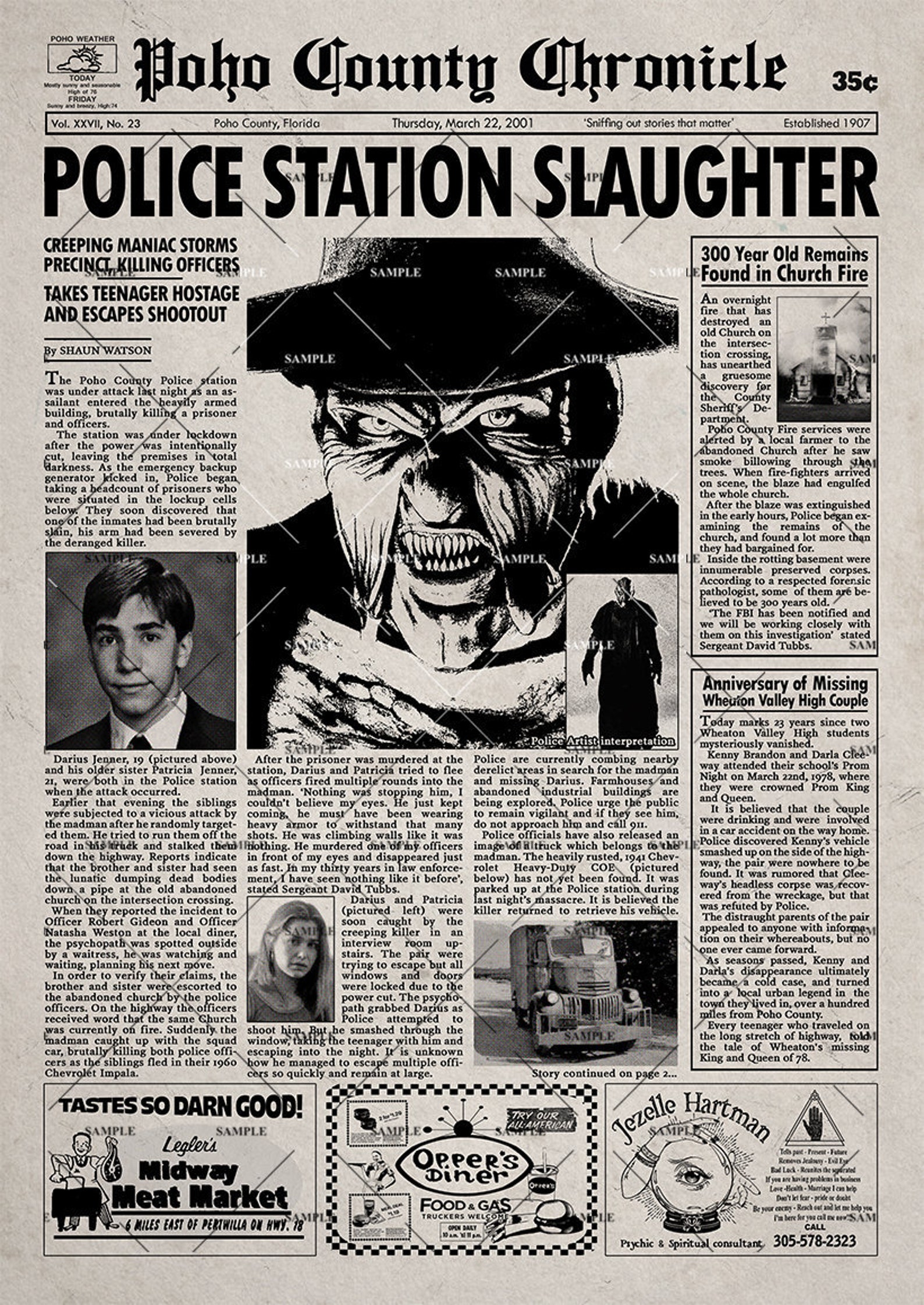 Jeepers Creepers Poho County Chronicle Newspaper Print the Etsy