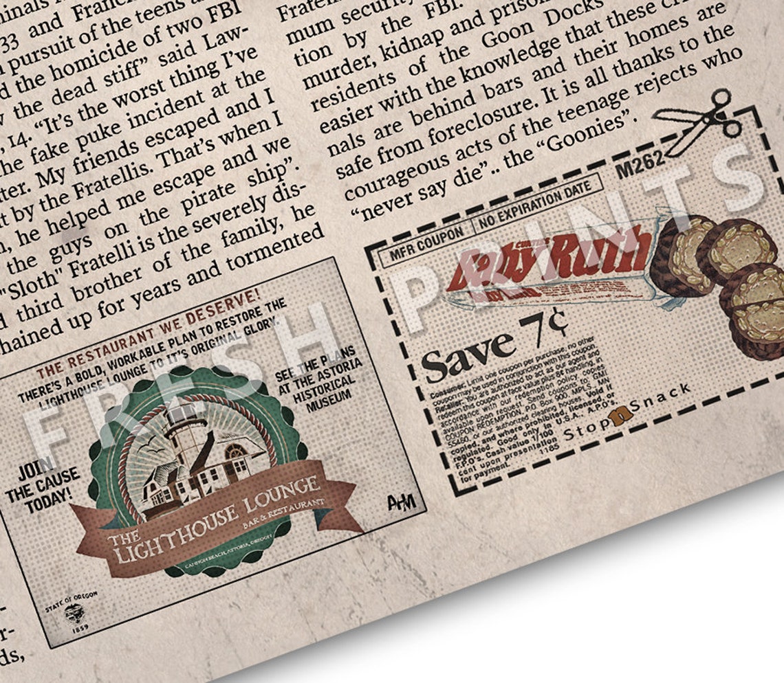 The Goonies Astoria Ledger newspaper print Etsy