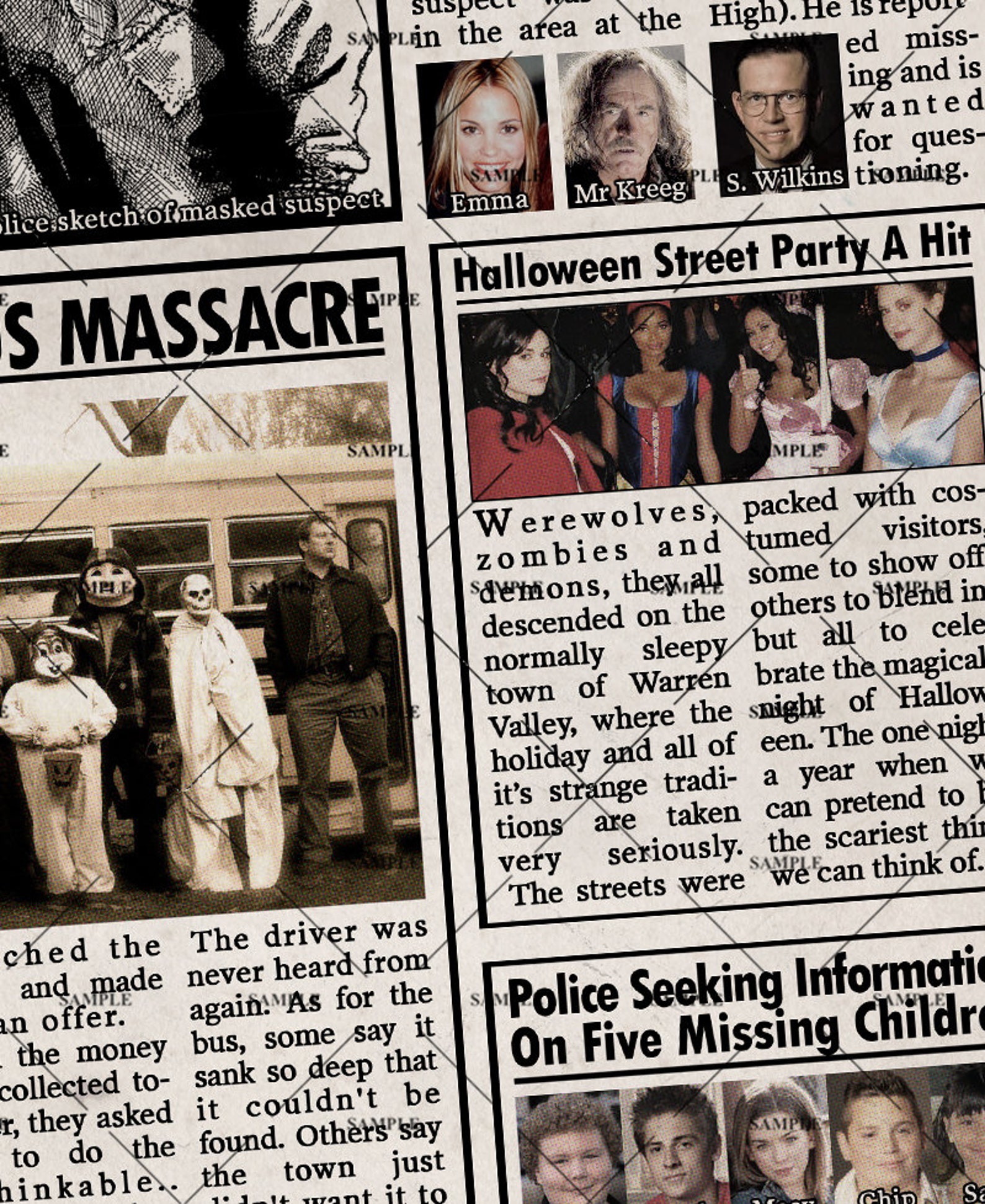 Trick 'r Treat 2007 Movie Warren Valley Newspaper Poster Etsy