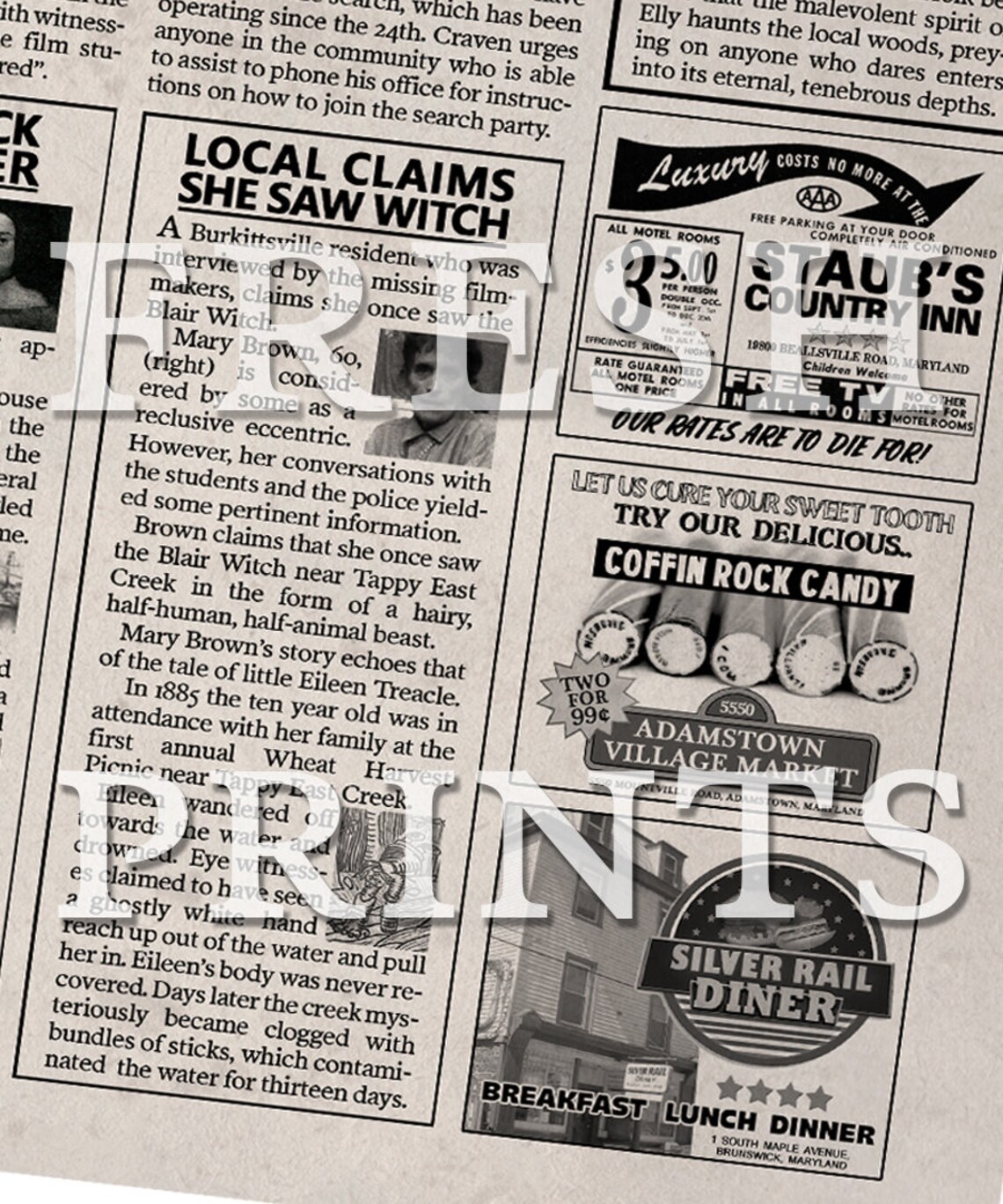 The Blair Witch Project Burkittsville Bulletin Newspaper print Etsy