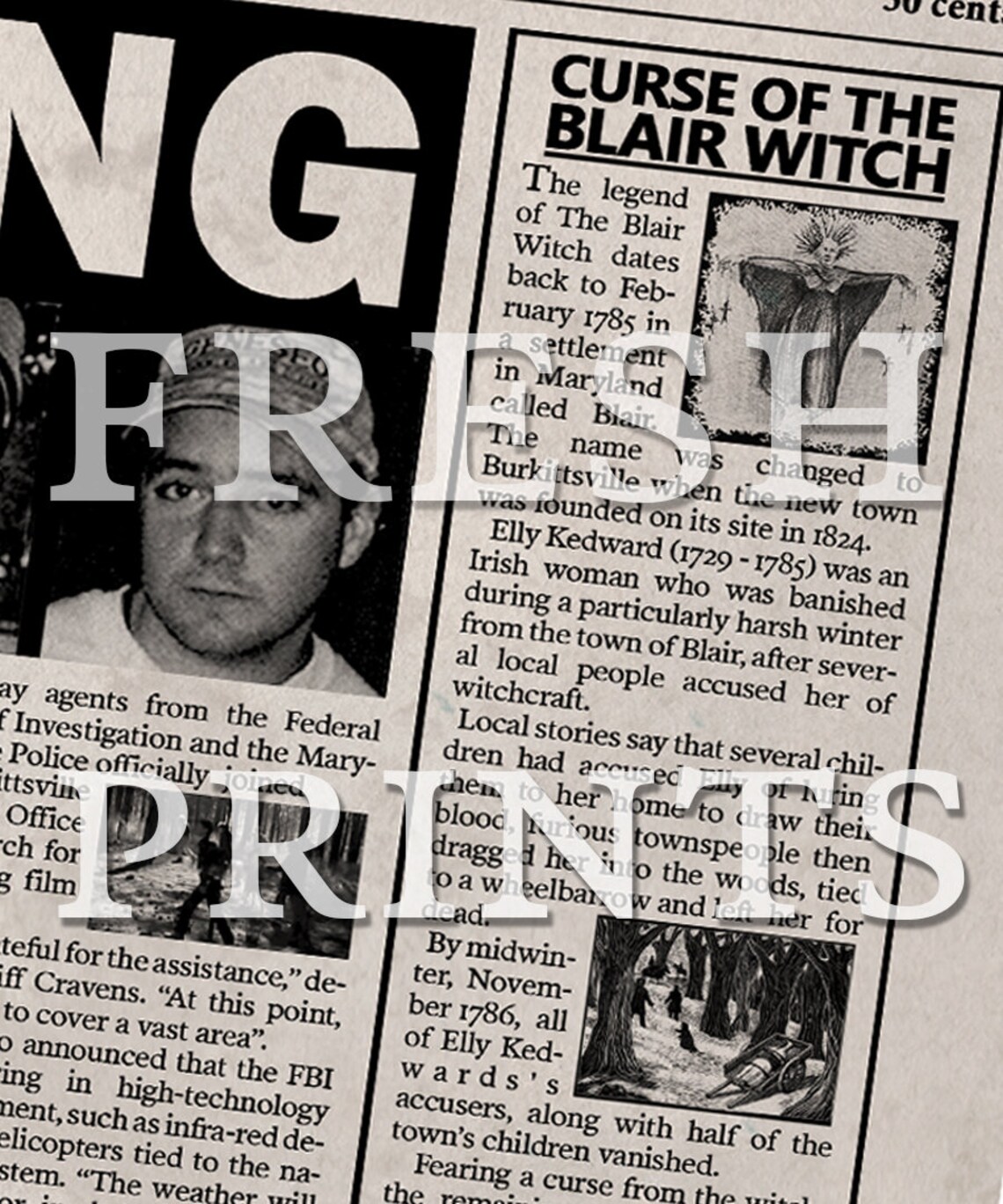 The Blair Witch Project Burkittsville Bulletin Newspaper Print Etsy