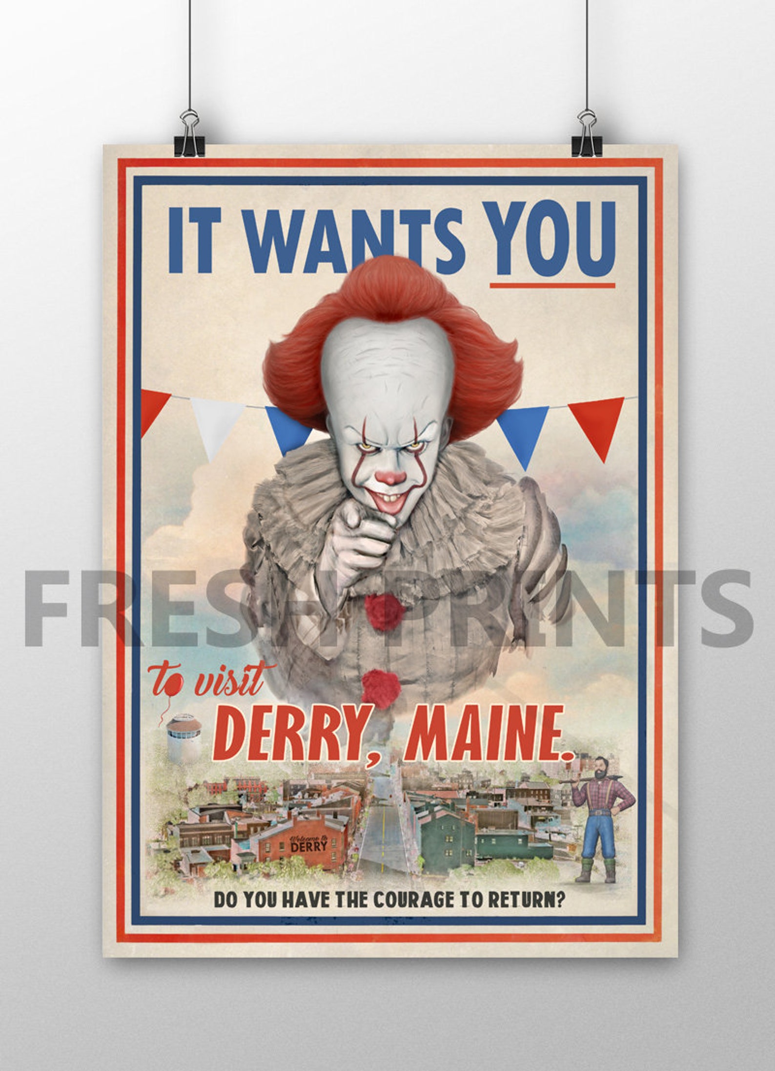 Pennywise Derry promotional poster Etsy