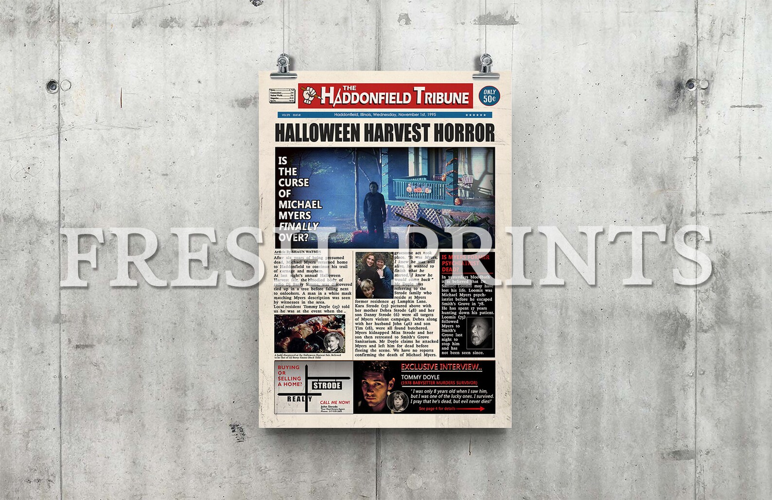 Halloween 6 Haddonfield Tribune Newspaper print Etsy