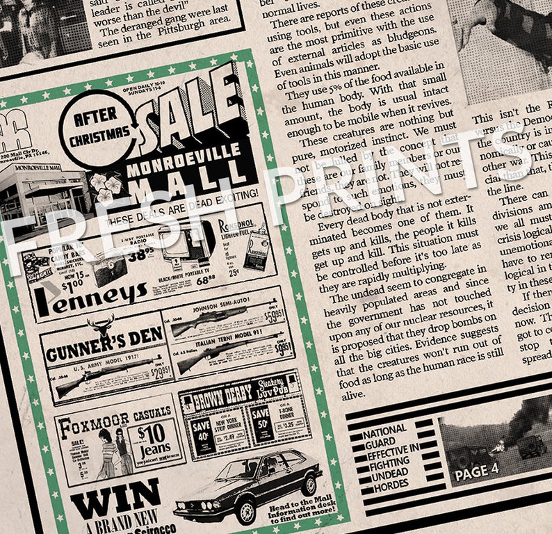 Dawn of the Dead Monroeville Observer Newspaper Print Etsy