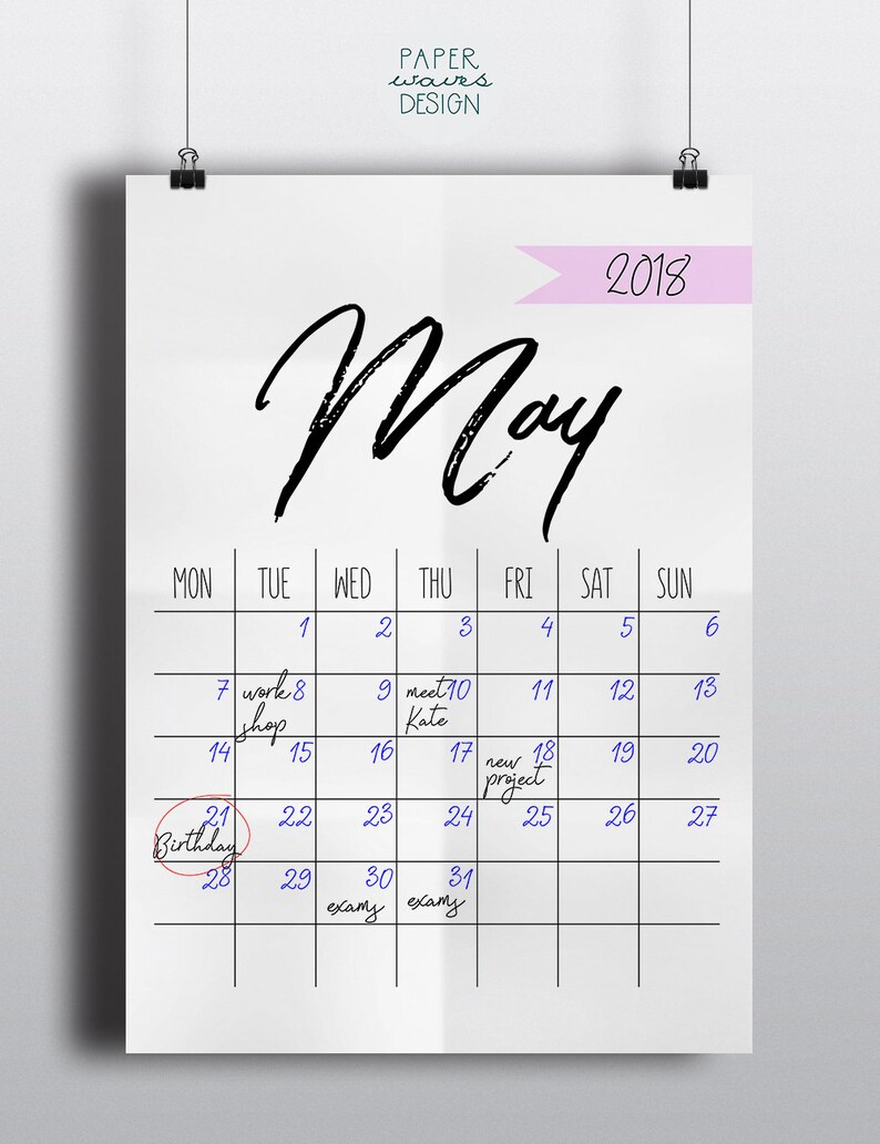 a3 digital calendar undated calendar printable monthly etsy