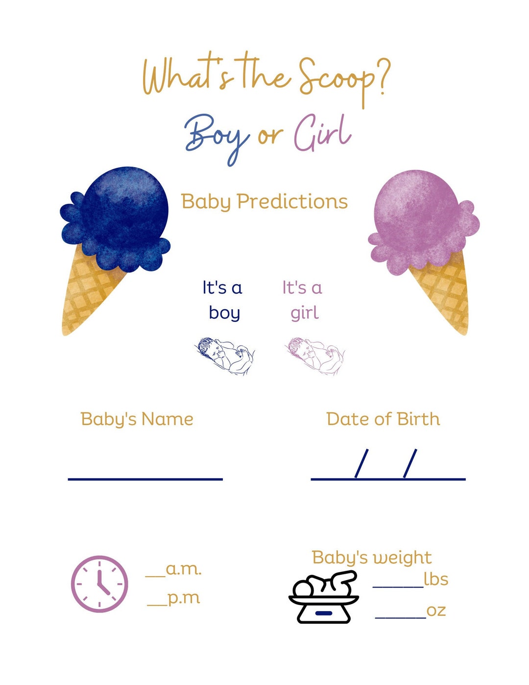 What's the Scoop Gender Reveal Games, Ice Cream Gender Reveal Games