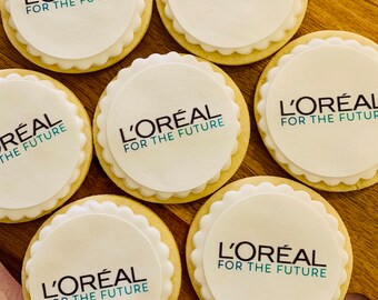 A dozen (12) Custom logo biscuits, branded biscuits, bespoke iced biscuits for business, corporate biscuits for events and gifts